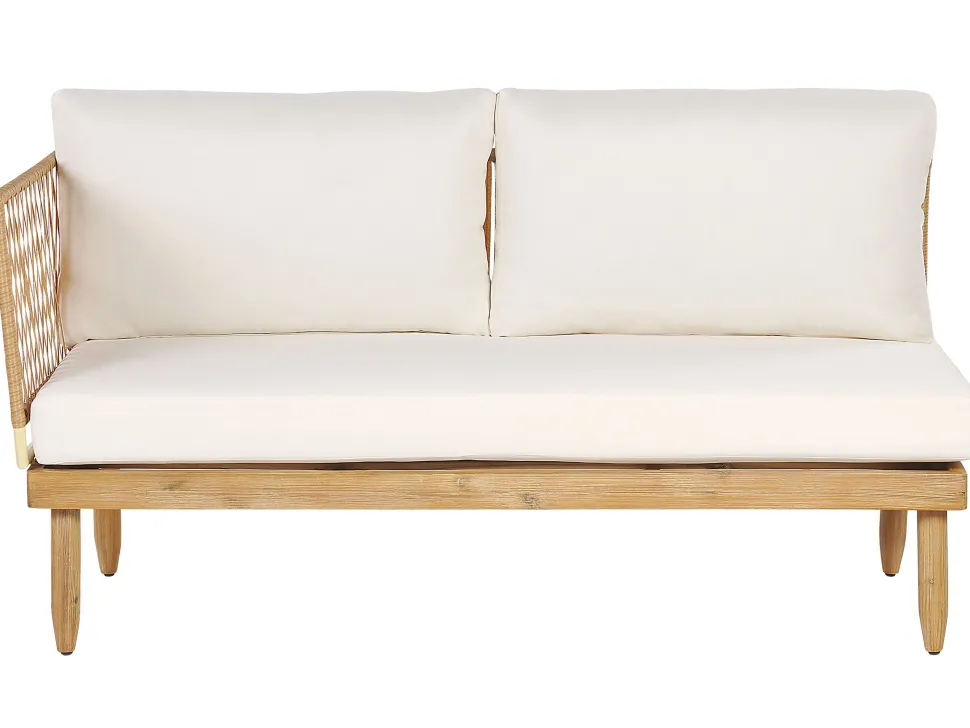 Lounge Set Akazienholz Hellbraun 4-Sitzer Auflagen Cremeweis Cremona