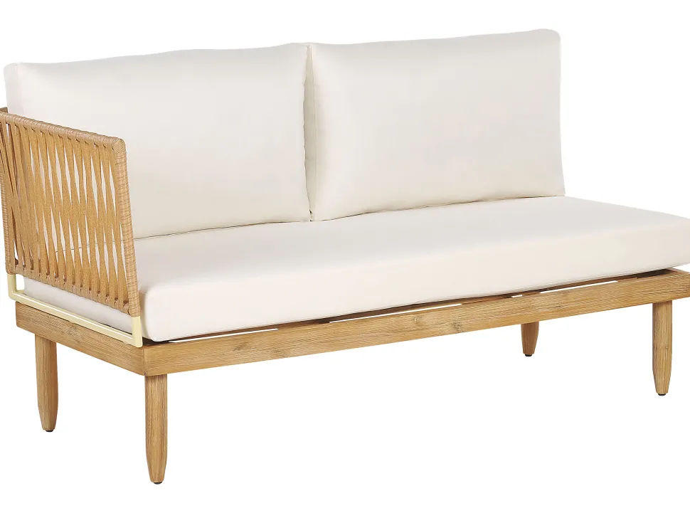 Lounge Set Akazienholz Hellbraun 4-Sitzer Auflagen Cremeweis Cremona