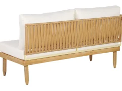 Lounge Set Akazienholz Hellbraun 4-Sitzer Auflagen Cremeweis Cremona
