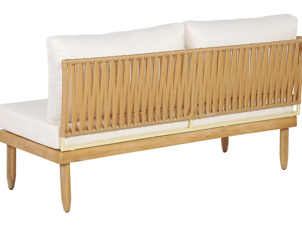 Lounge Set Akazienholz Hellbraun 4-Sitzer Auflagen Cremeweis Cremona