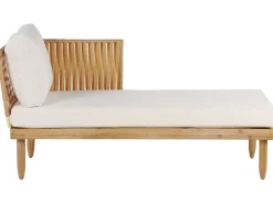 Lounge Set Akazienholz Hellbraun 4-Sitzer Auflagen Cremeweis Cremona
