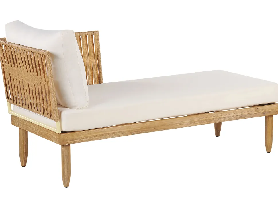 Lounge Set Akazienholz Hellbraun 4-Sitzer Auflagen Cremeweis Cremona