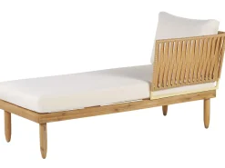Lounge Set Akazienholz Hellbraun 4-Sitzer Auflagen Cremeweis Cremona