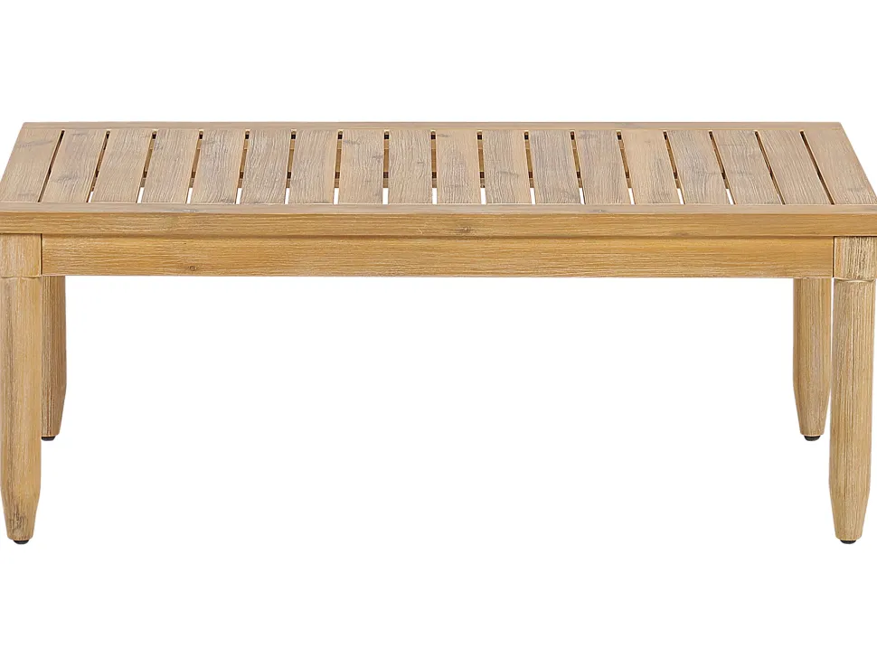 Lounge Set Akazienholz Hellbraun 4-Sitzer Auflagen Cremeweis Cremona