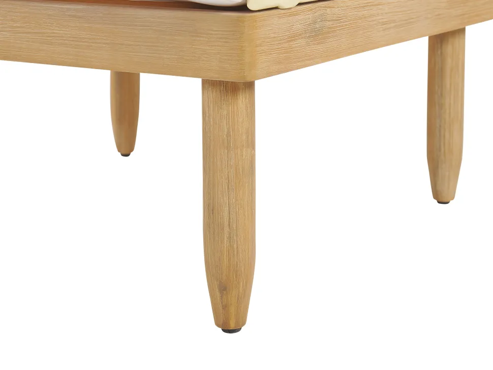 Lounge Set Akazienholz Hellbraun 4-Sitzer Auflagen Cremeweis Cremona