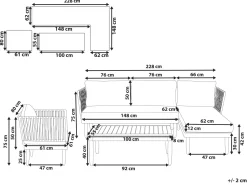 Lounge Set Akazienholz Hellbraun 4-Sitzer Auflagen Cremeweis Cremona