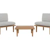 Lounge Set Akazienholz Hellbraun 2-Sitzer Auflagen Hellgrau Frascati