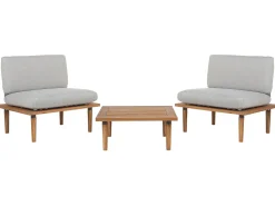 Lounge Set Akazienholz Hellbraun 2-Sitzer Auflagen Hellgrau Frascati