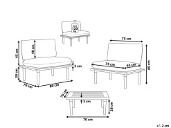Lounge Set Akazienholz Hellbraun 2-Sitzer Auflagen Hellgrau Frascati