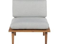 Lounge Set Akazienholz Hellbraun 2-Sitzer Auflagen Hellgrau Frascati