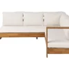 Lounge Set Akazienholz Hellbraun 5-Sitzer Auflagen Linksseitig Cremeweis Marettimo