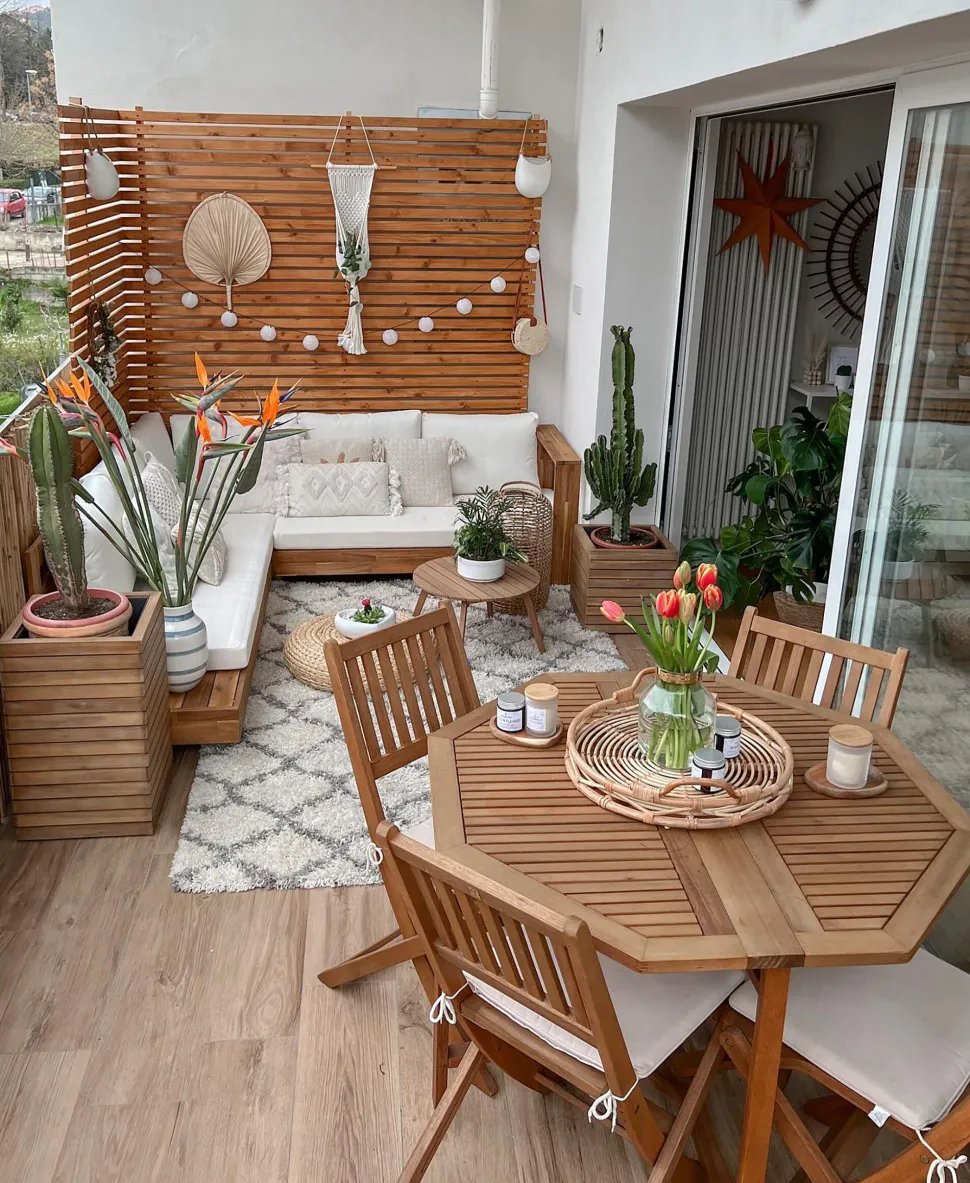Lounge Set Akazienholz Hellbraun 5-Sitzer Auflagen Linksseitig Cremeweis Marettimo