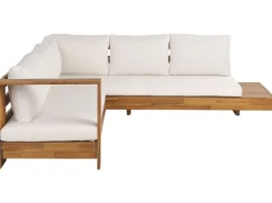 Lounge Set Akazienholz Hellbraun 5-Sitzer Auflagen Linksseitig Cremeweis Marettimo