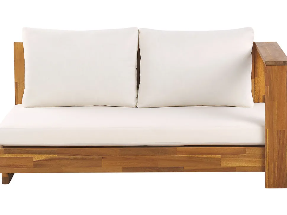 Lounge Set Akazienholz Hellbraun 5-Sitzer Auflagen Linksseitig Cremeweis Marettimo