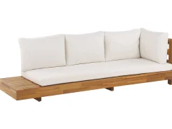 Lounge Set Akazienholz Hellbraun 5-Sitzer Auflagen Linksseitig Cremeweis Marettimo