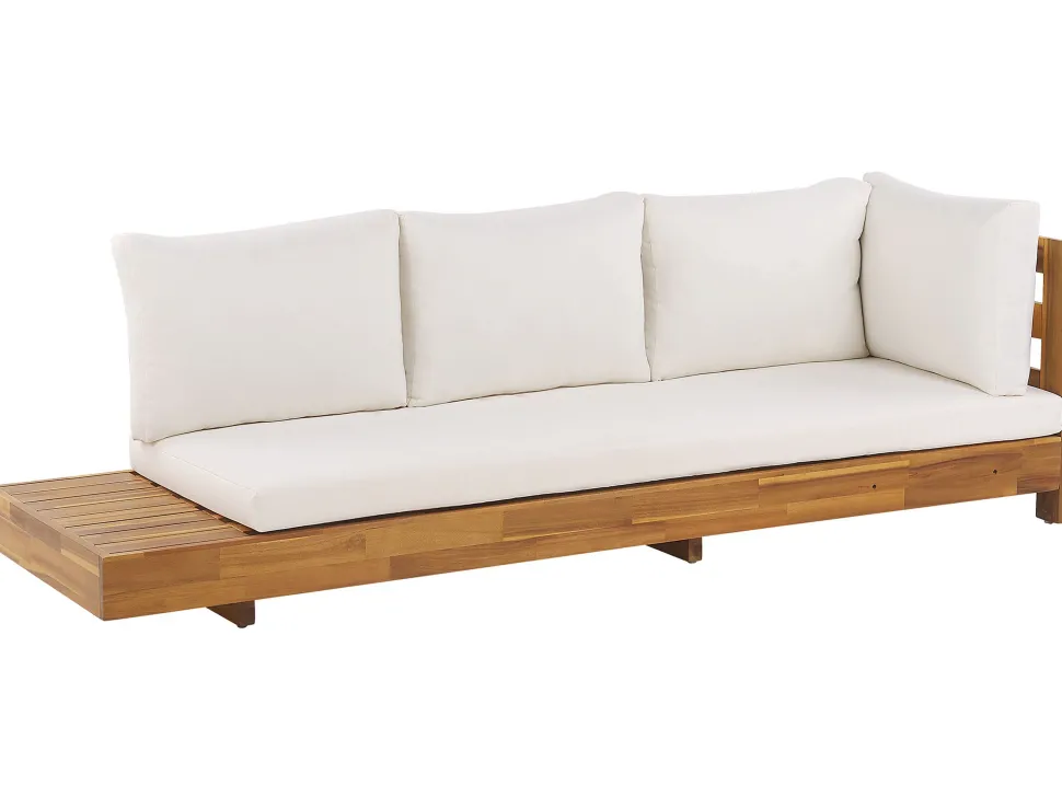 Lounge Set Akazienholz Hellbraun 5-Sitzer Auflagen Linksseitig Cremeweis Marettimo