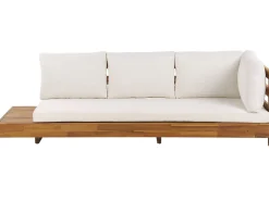 Lounge Set Akazienholz Hellbraun 5-Sitzer Auflagen Linksseitig Cremeweis Marettimo