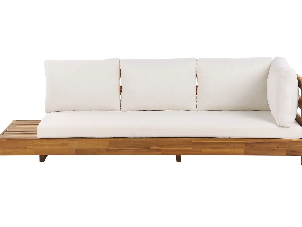 Lounge Set Akazienholz Hellbraun 5-Sitzer Auflagen Linksseitig Cremeweis Marettimo