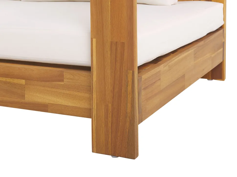 Lounge Set Akazienholz Hellbraun 5-Sitzer Auflagen Linksseitig Cremeweis Marettimo