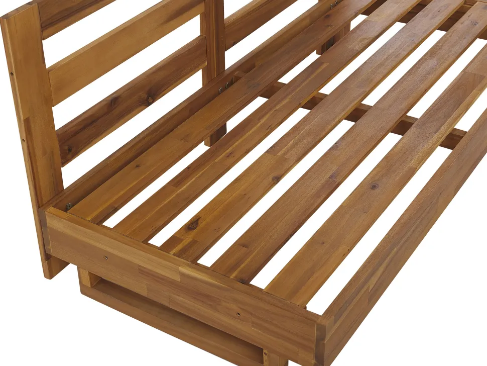 Lounge Set Akazienholz Hellbraun 5-Sitzer Auflagen Linksseitig Cremeweis Marettimo