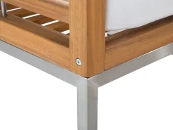 Lounge Set Akazienholz Hellbraun 4-Sitzer Auflagen Weis Bermuda