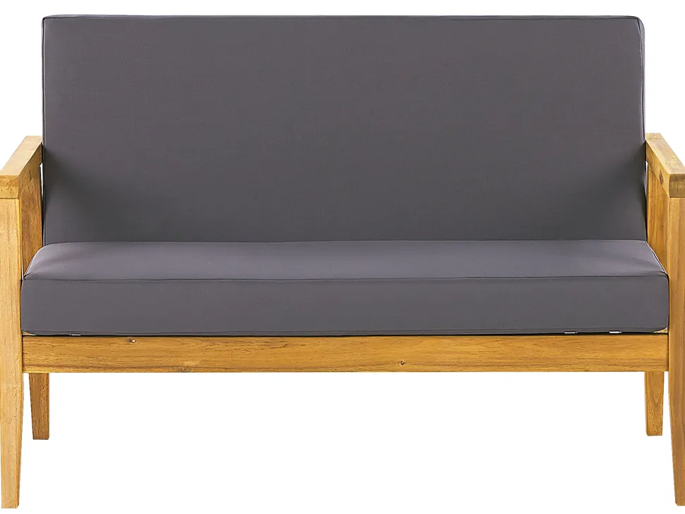 Lounge Set Akazienholz Hellbraun 4-Sitzer Auflagen Dunkelgrau Pallano