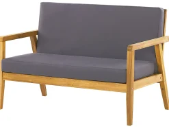 Lounge Set Akazienholz Hellbraun 4-Sitzer Auflagen Dunkelgrau Pallano