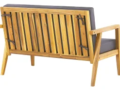 Lounge Set Akazienholz Hellbraun 4-Sitzer Auflagen Dunkelgrau Pallano