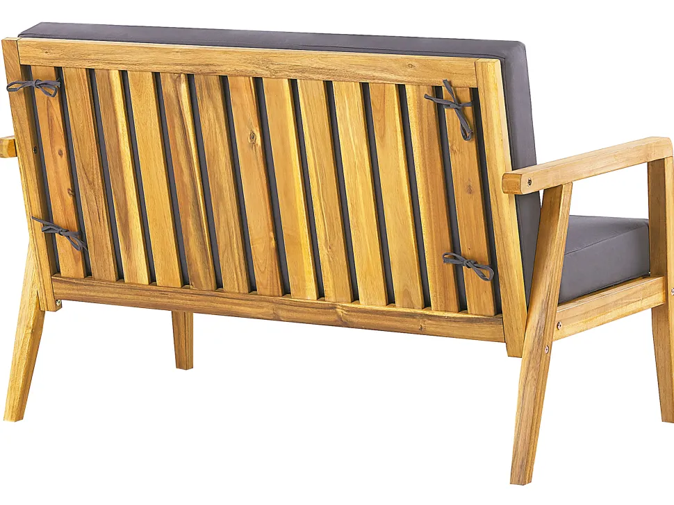 Lounge Set Akazienholz Hellbraun 4-Sitzer Auflagen Dunkelgrau Pallano