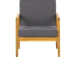 Lounge Set Akazienholz Hellbraun 4-Sitzer Auflagen Dunkelgrau Pallano