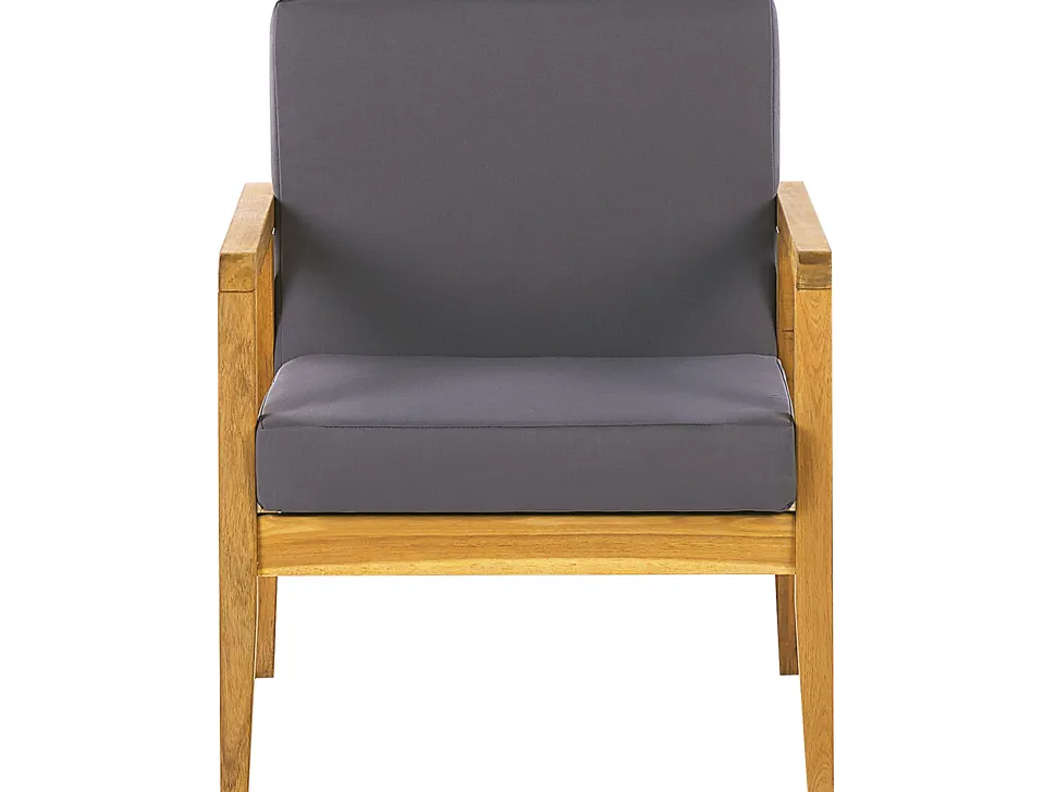 Lounge Set Akazienholz Hellbraun 4-Sitzer Auflagen Dunkelgrau Pallano