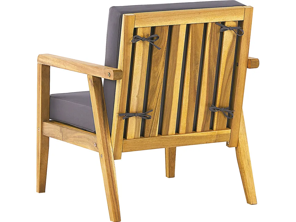 Lounge Set Akazienholz Hellbraun 4-Sitzer Auflagen Dunkelgrau Pallano