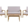 Lounge Set Akazienholz Hellbraun 4-Sitzer Auflagen Grau Pallano
