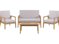 Lounge Set Akazienholz Hellbraun 4-Sitzer Auflagen Grau Pallano