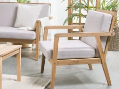 Lounge Set Akazienholz Hellbraun 4-Sitzer Auflagen Grau Pallano