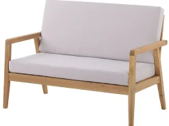 Lounge Set Akazienholz Hellbraun 4-Sitzer Auflagen Grau Pallano