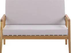 Lounge Set Akazienholz Hellbraun 4-Sitzer Auflagen Grau Pallano