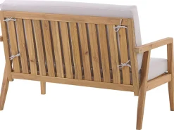 Lounge Set Akazienholz Hellbraun 4-Sitzer Auflagen Grau Pallano