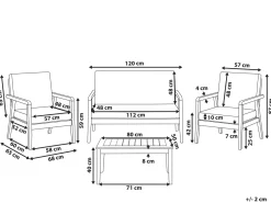 Lounge Set Akazienholz Hellbraun 4-Sitzer Auflagen Grau Pallano