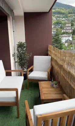 Lounge Set Akazienholz Hellbraun 4-Sitzer Auflagen Grau Pallano