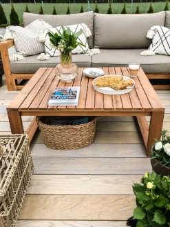 Lounge Set Akazienholz Hellbraun 4-Sitzer Modular Auflagen Taupe Timor