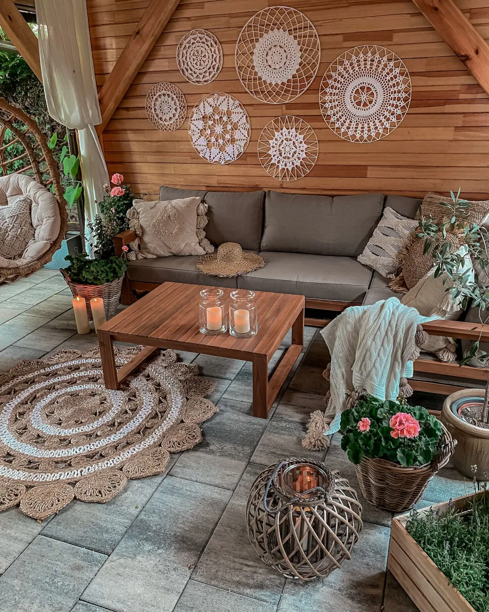 Lounge Set Akazienholz Hellbraun 4-Sitzer Modular Auflagen Taupe Timor