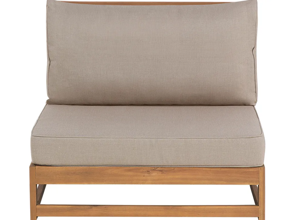 Lounge Set Akazienholz Hellbraun 4-Sitzer Modular Auflagen Taupe Timor
