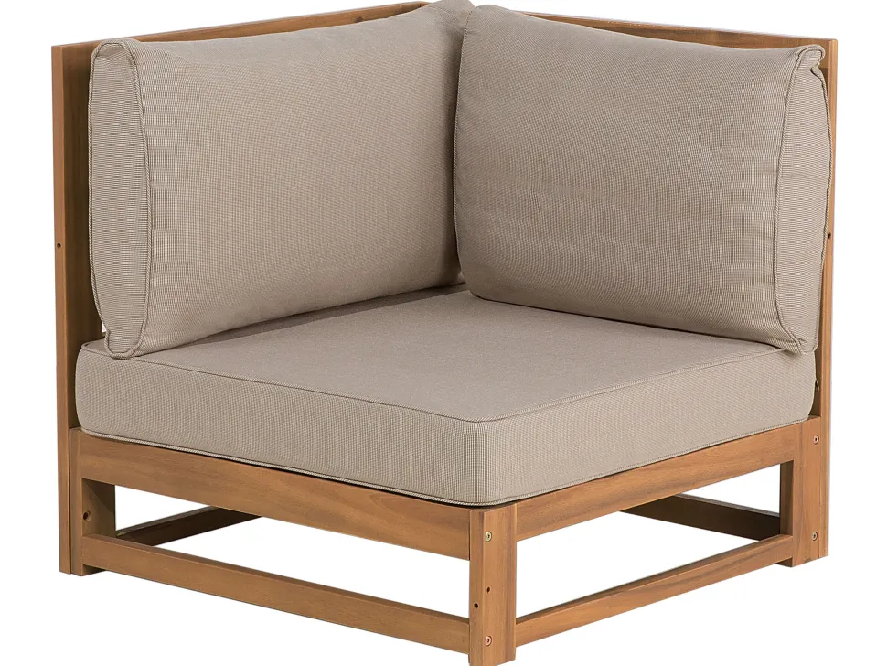 Lounge Set Akazienholz Hellbraun 4-Sitzer Modular Auflagen Taupe Timor