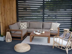 Lounge Set Akazienholz Hellbraun 4-Sitzer Modular Auflagen Taupe Timor