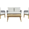 Lounge Set Akazienholz Hellbraun / Dunkelblau 4-Sitzer Auflagen Cremeweis Merano Ii