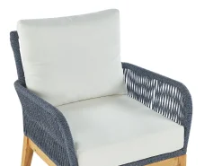 Lounge Set Akazienholz Hellbraun / Dunkelblau 4-Sitzer Auflagen Cremeweis Merano Ii