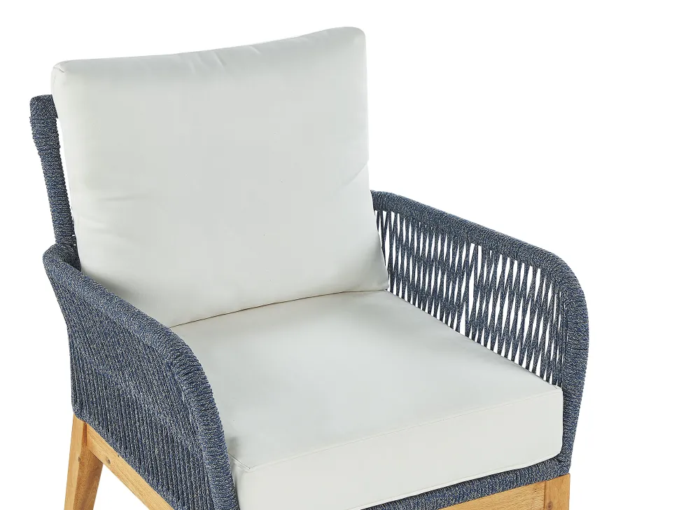 Lounge Set Akazienholz Hellbraun / Dunkelblau 4-Sitzer Auflagen Cremeweis Merano Ii