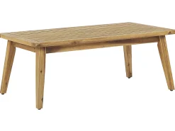 Lounge Set Akazienholz Hellbraun / Dunkelblau 4-Sitzer Auflagen Cremeweis Merano Ii