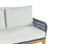 Lounge Set Akazienholz Hellbraun / Dunkelblau 4-Sitzer Auflagen Cremeweis Merano Ii